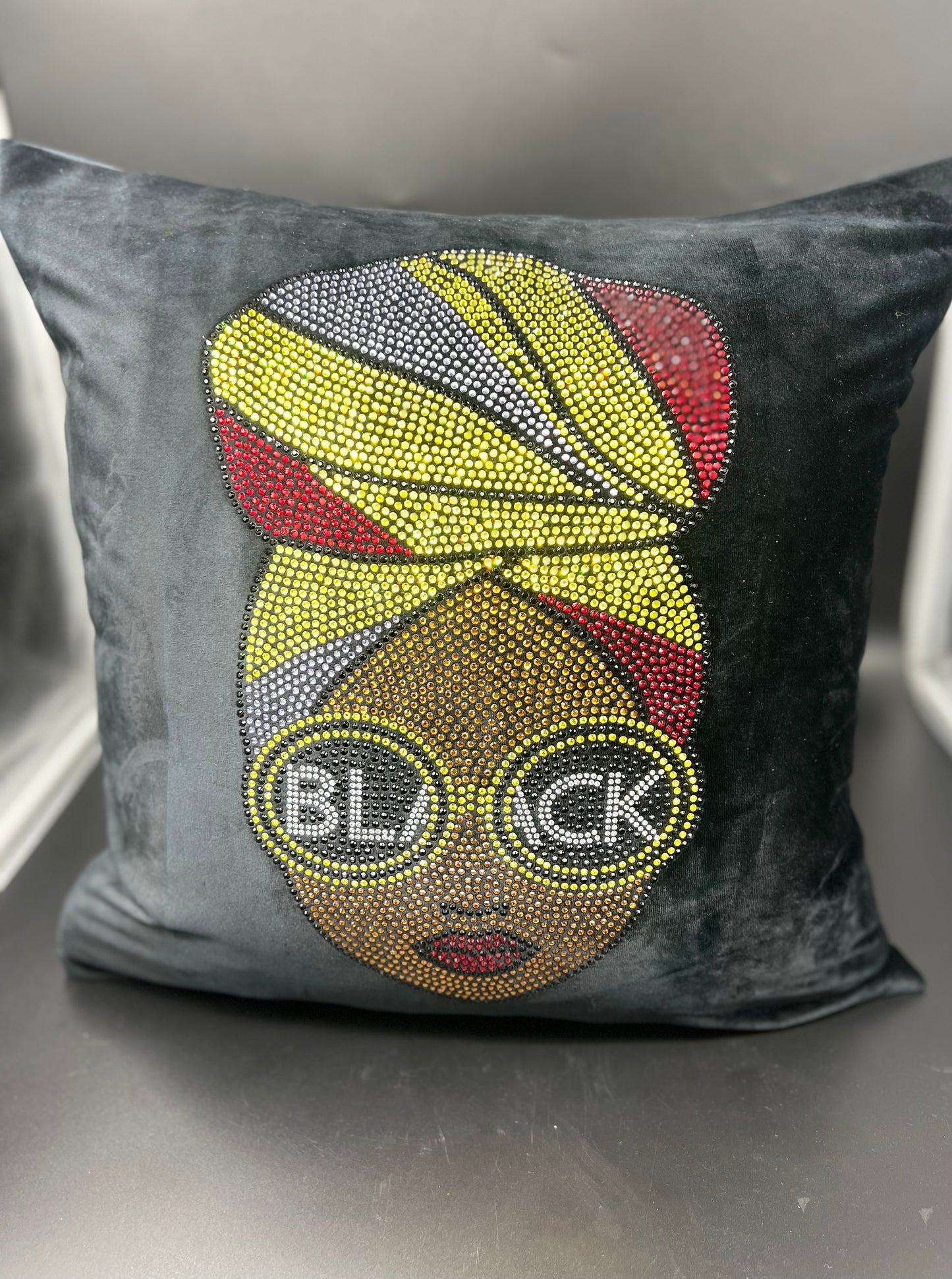 Black Queen Rhinestone Pillow Sham