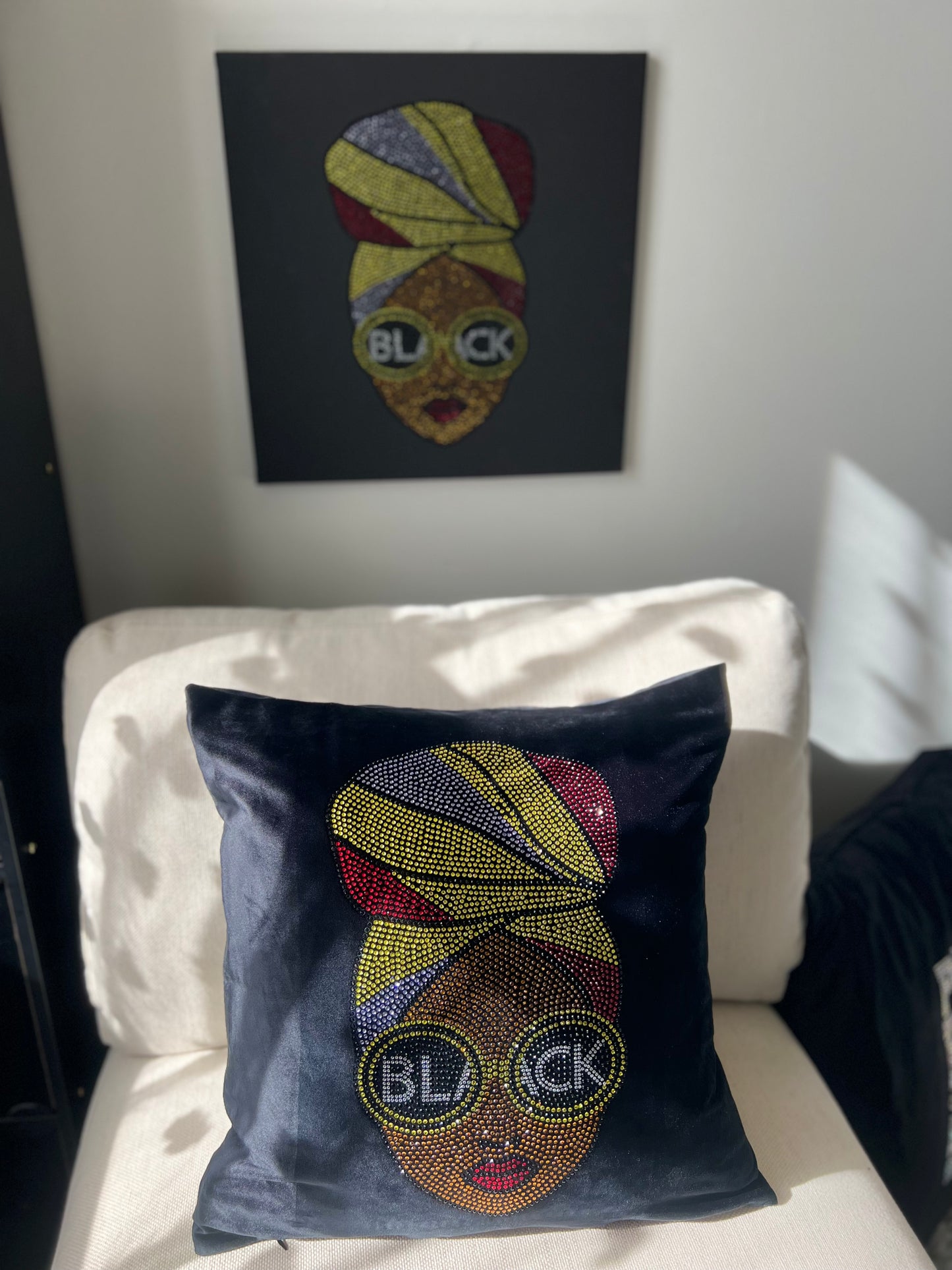Black Queen Rhinestone Pillow Sham