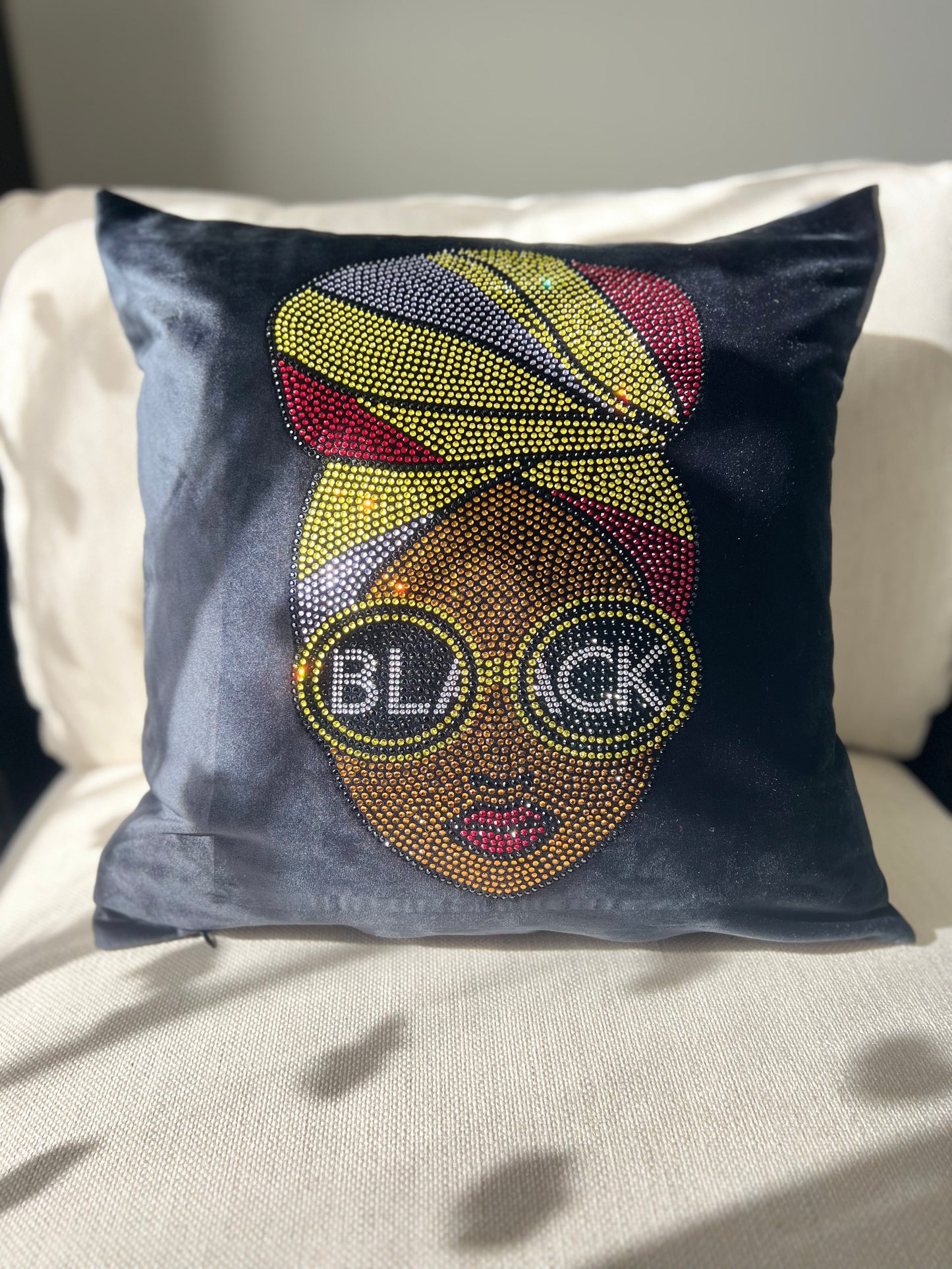 Black Queen Rhinestone Pillow Sham