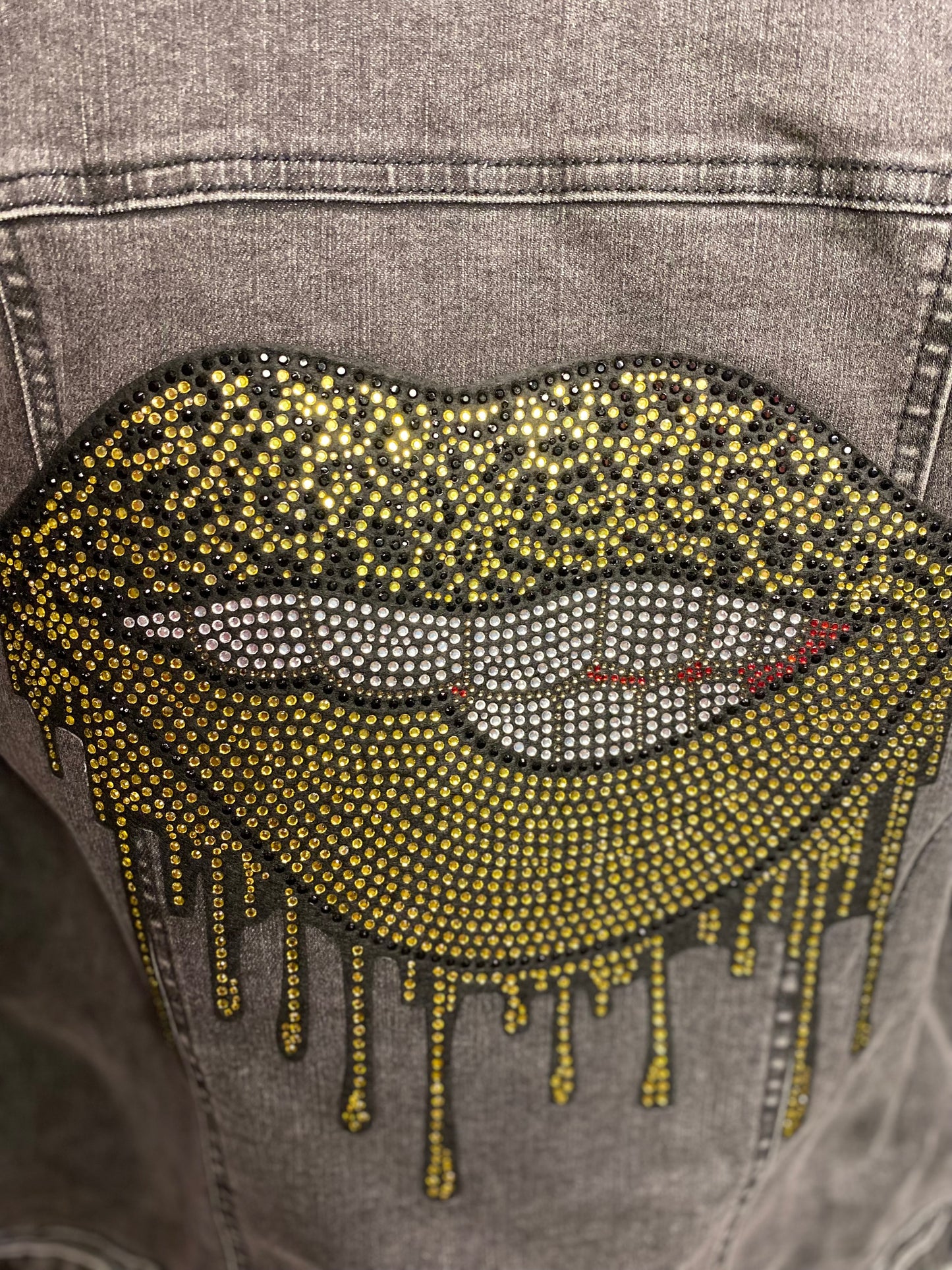 Leopard Drip Lip Denim Jacket